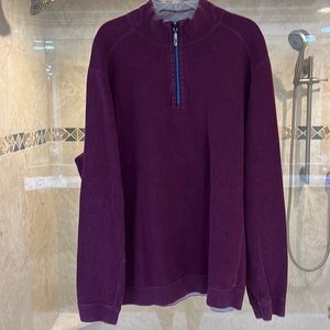 Tommy Bahama cranberry 1/4 zip sweater perfect condition size L